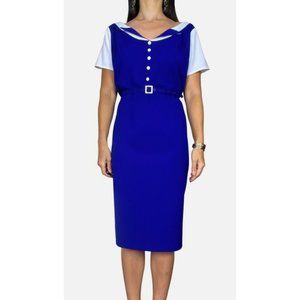 GLAMOUR BUNNY drey Royal Blue 1950s Style Pencil Dress  Retro Pinup